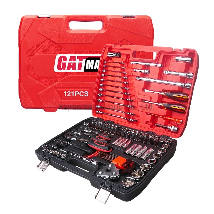 121PCS Kit Auto Reparatur-Sockets Set Hand-Tool-Sets Kombination Steckschlüsselsatz mit Kunststoffkiste