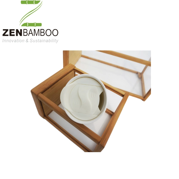 Écologique intérieur blanc céramique avec du bambou en dehors de tasse de bambou pour boire