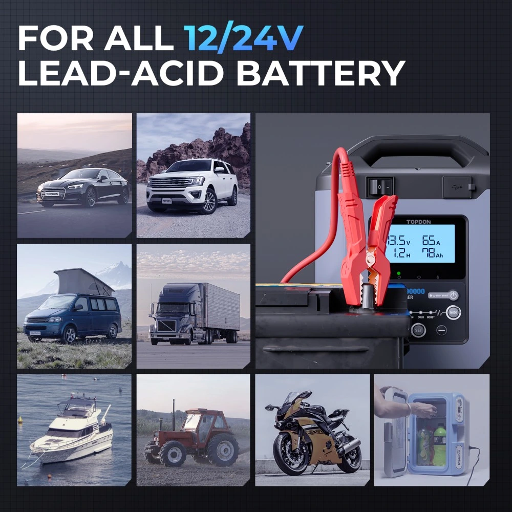 Topdon Tornado90000 T90A Amerika Australien EU-Lagerunterstützung Multi-Battery Intelligent Bleiakku Smart Portable Power Bank 12V 24V Volt Auto Kfz-Akkuladegerät