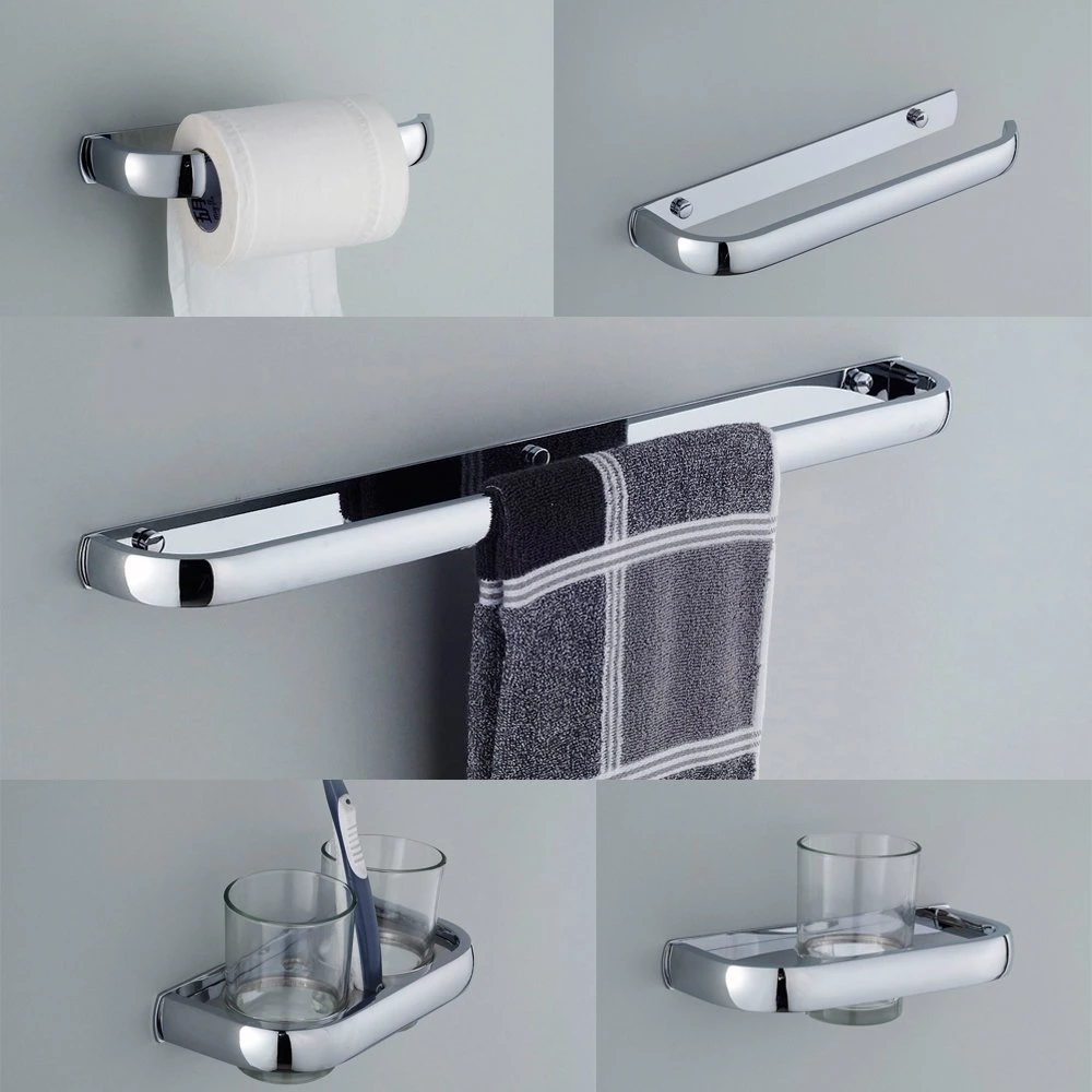 Modern Simple Bathroom Accessory Set Chinese Chrome Stainless Steel Bathroom Accessories Luxury 6 PCS