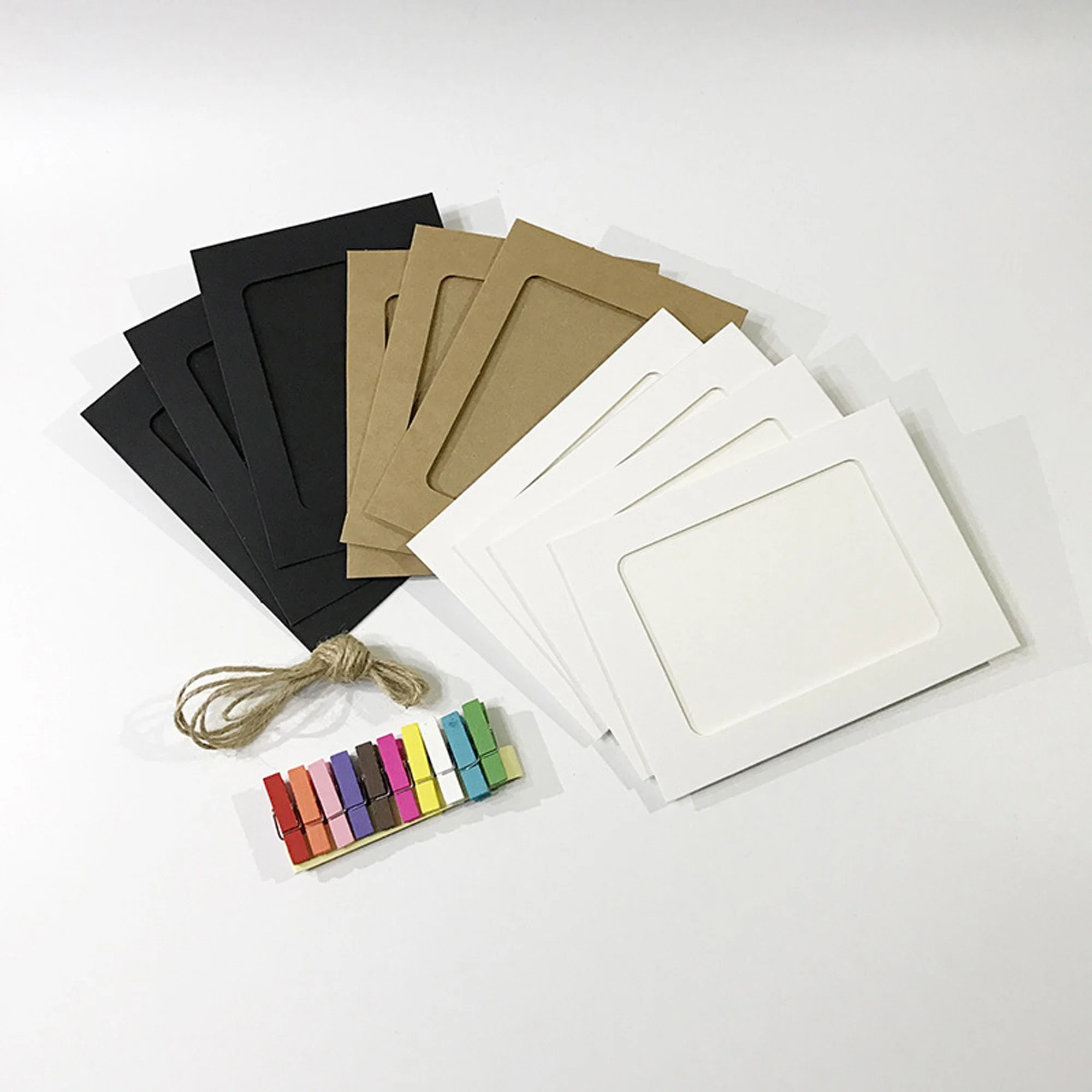 4X6 Kraft Paper 30 PCS DIY Cardboard with Wood Clips and Jute Twine Paper Photo Frame