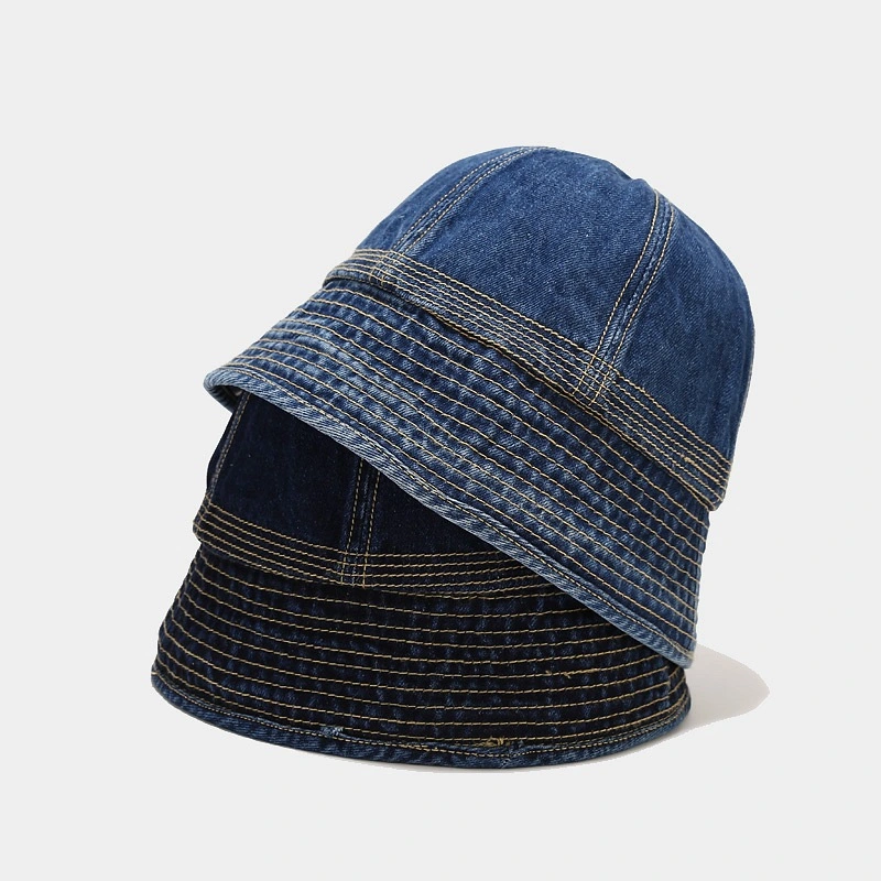 New Outdoor Sun Visor Retro Washed Denim Fisherman Hat Men and Women Trend Street Simple Solid Color Bucket Hat