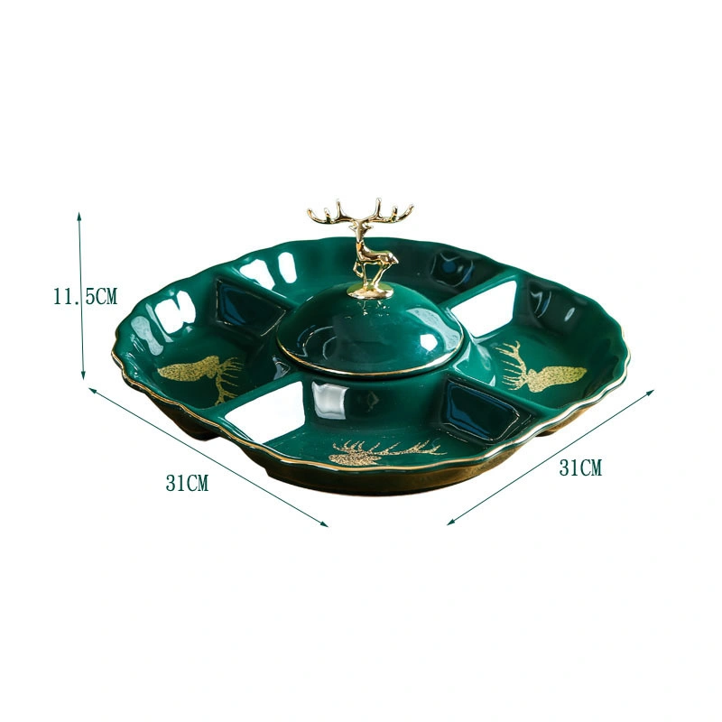 Керамические Eative разделить сушеные фрукты поверхности плиты послеобеденный чай в клубе отеля установить пластину закусок конфеты окно настройки с крышкой