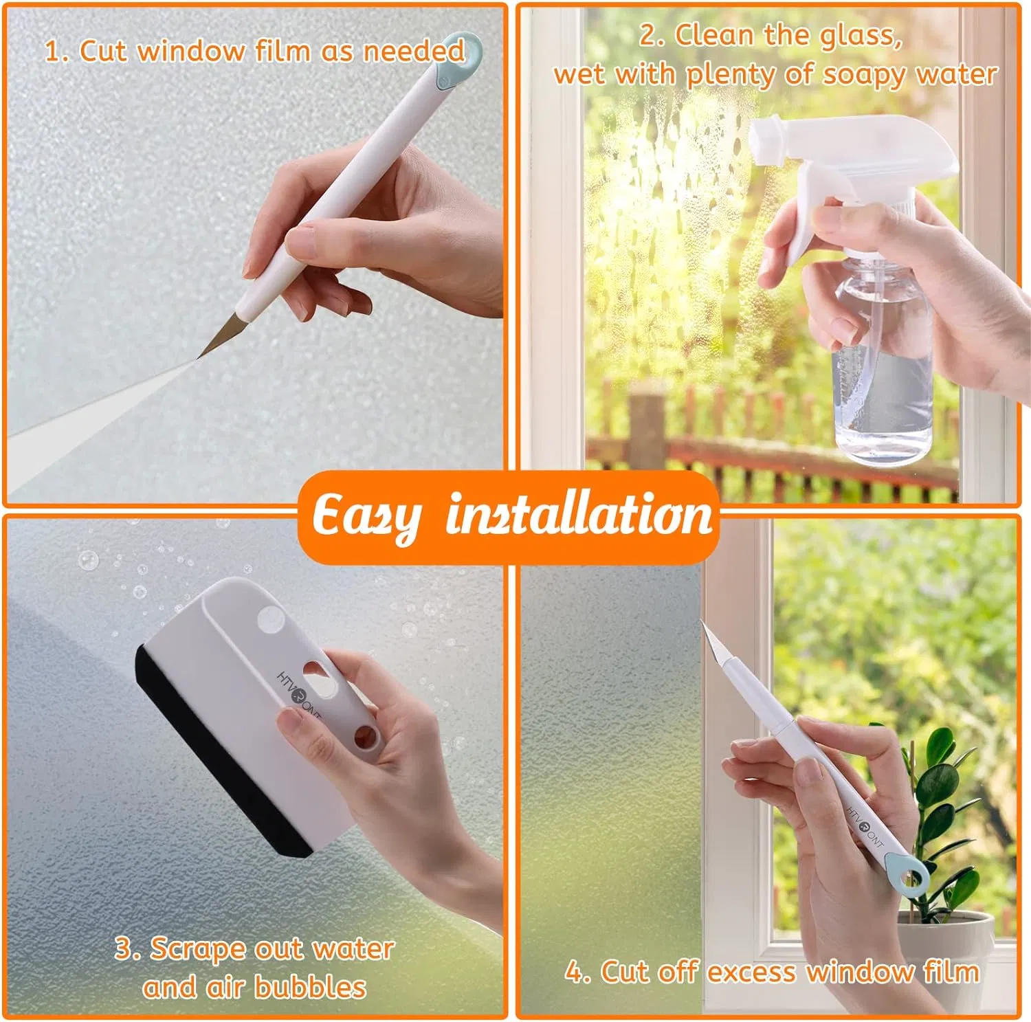 Fenster Film Kit - 4 PCS Fenster Datenschutz Film Installation Tools, einfach zu Glas &amp; Auto Windows Tint Kit anwenden