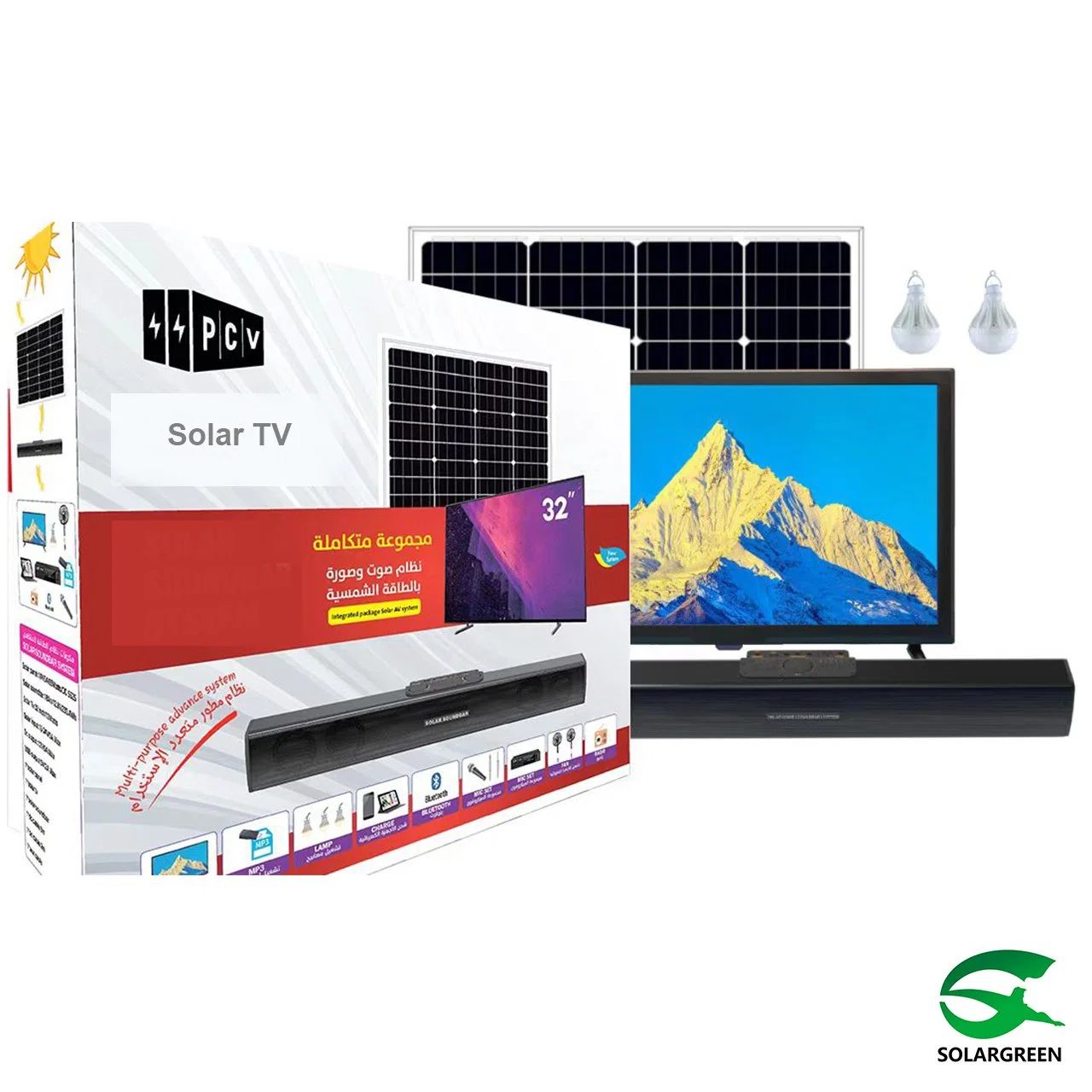 Téléviseur LCD 32" 12V AC/DC/Solar TV avec faible électricité Consommation DVB T2 S2 TV numérique par satellite