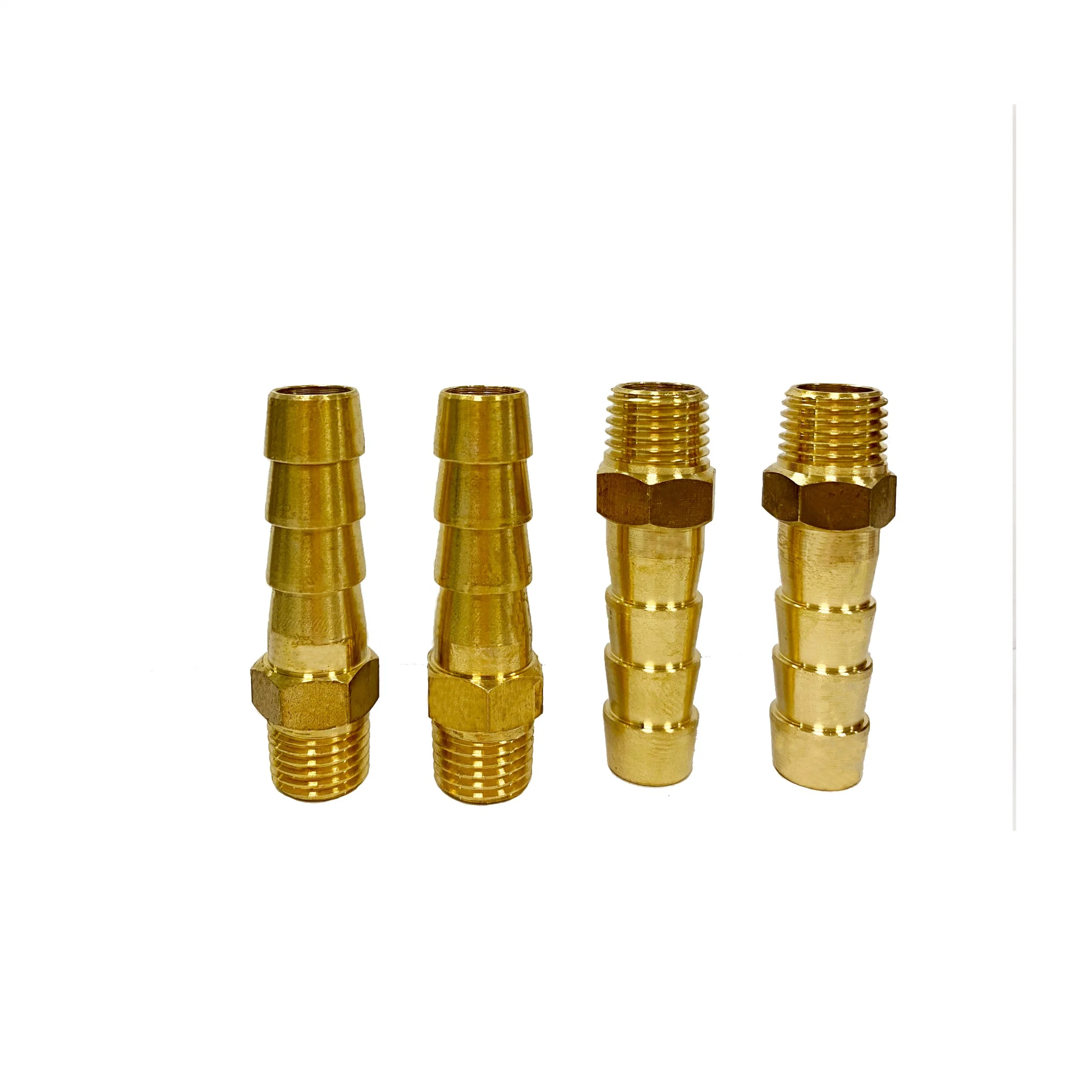 CNC Cutting Brass Nipple 1/4" NPT 1/2" Barb Fitting OEM ODM Stainless Steel Tube Connector Hose Nipple