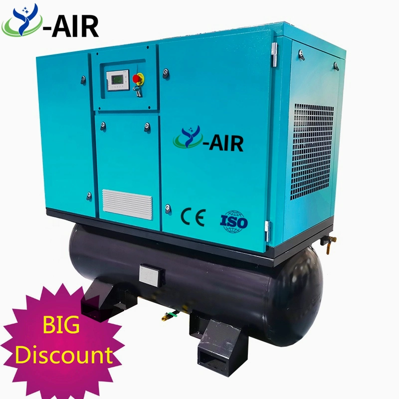 All in One 7.5kw 11kw 15kw 22kw 8/15/16/30 Bar Oilless Industrial Integrated Rotary Single Screw Type Air Compressor with Air Dryer and Tank for Laser Cutting