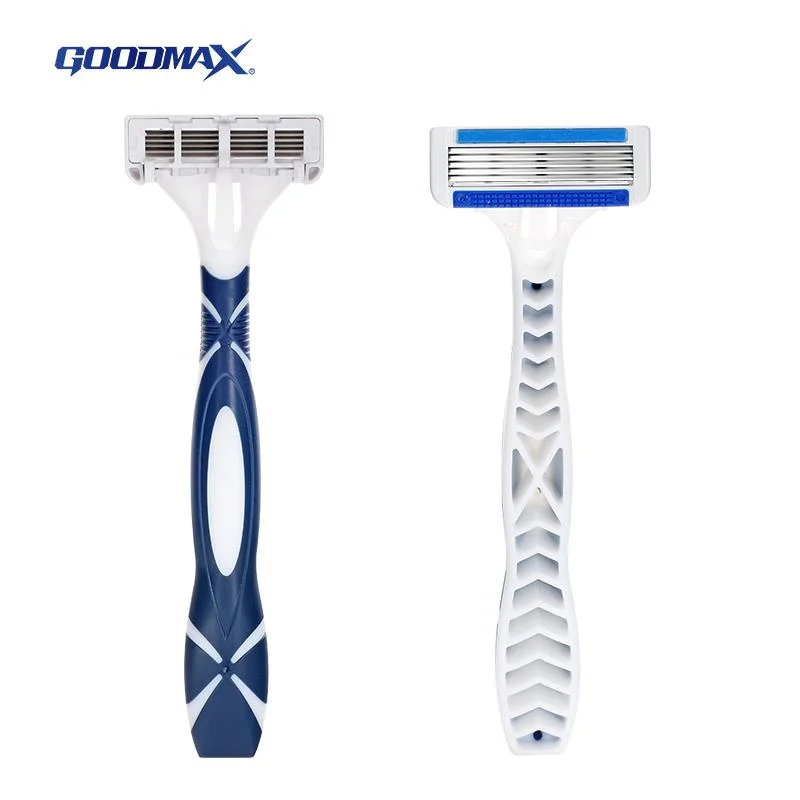 Five Blade Disposable Razor with Plastic and Rubber Handle