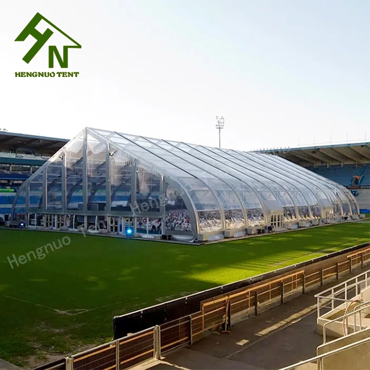 2022 Novo design da estrutura de alumínio durável Sport Caso Prefab House de ténis interior Natatorium Badminton Stadium Casamento transparente TFS Marquee tenda