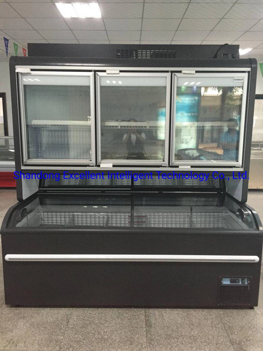 Commercial Refrigeration Overhead Combined Island Cabinet Plug-in Low Temperature Auto Defrost Glass Door Freezer