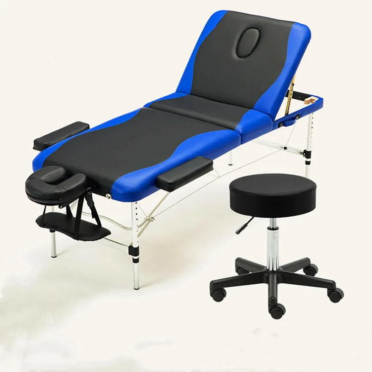 Hot Selling Foldable 3 section Aluminium Massage Table Round Corner Leather Massage Bed Equipment Furniture Table for Beauty,Salon (ZG28-013)