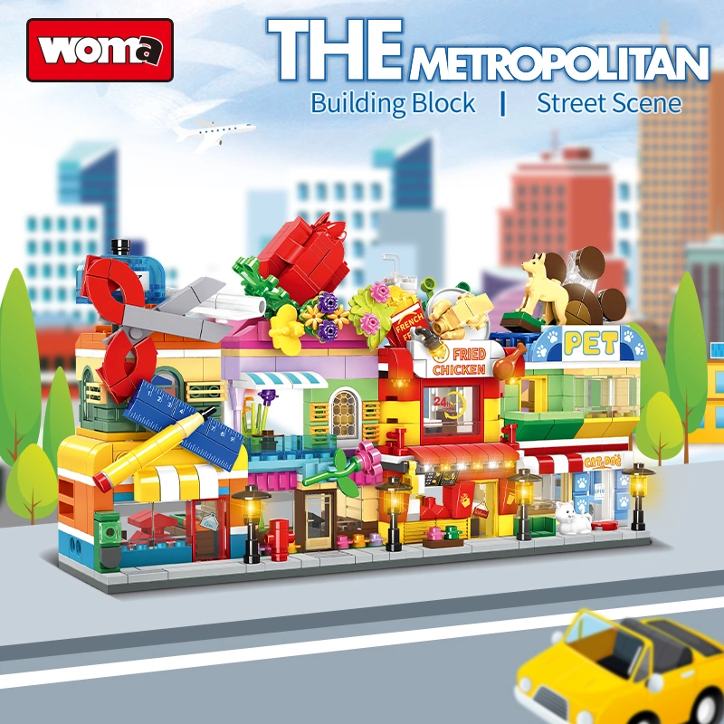 Woma Toys C0346 Own Brand Student Moc Game City Metropolitan Interest Modern Stationer Flower Shop Fried Chicken Pet Building Block Set Chain-Store Style Toy