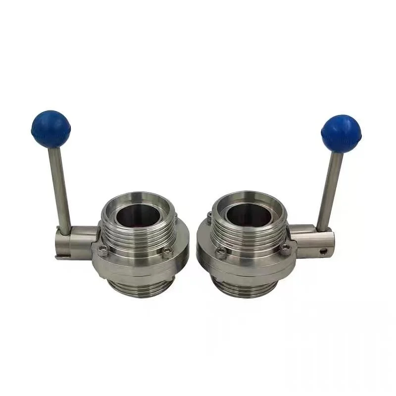 Stainless Steel Sanitary Male-Male Manual Butterfly Valves with dB Type Square Pull Handle