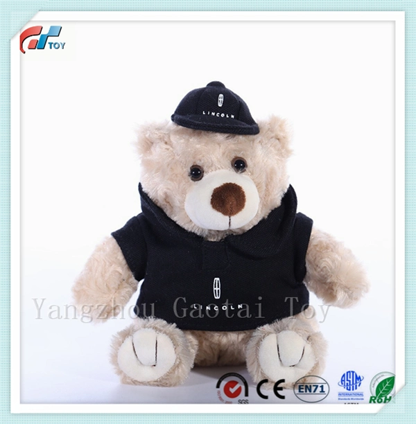 BSCI Factory Stuffed Sitting Teddy Bear with T-Shirt and Hat Soft Bear Toy