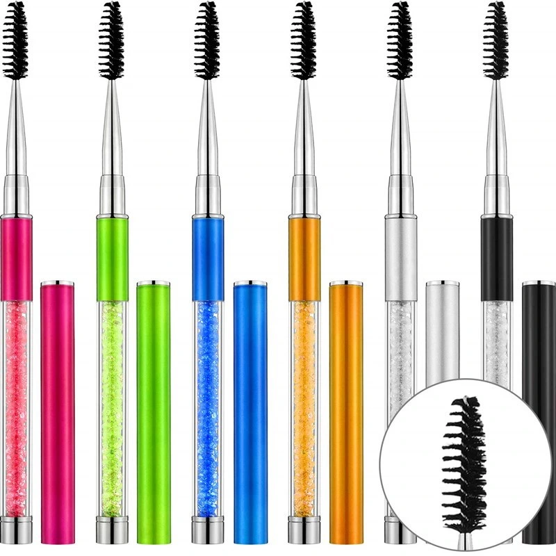 2PCS Mascara Brushes Eyebrow Eyelash Brushes Mascara Wands Applicators Eye Brushes Portable Cosmetic Brushes with Cap for Travel