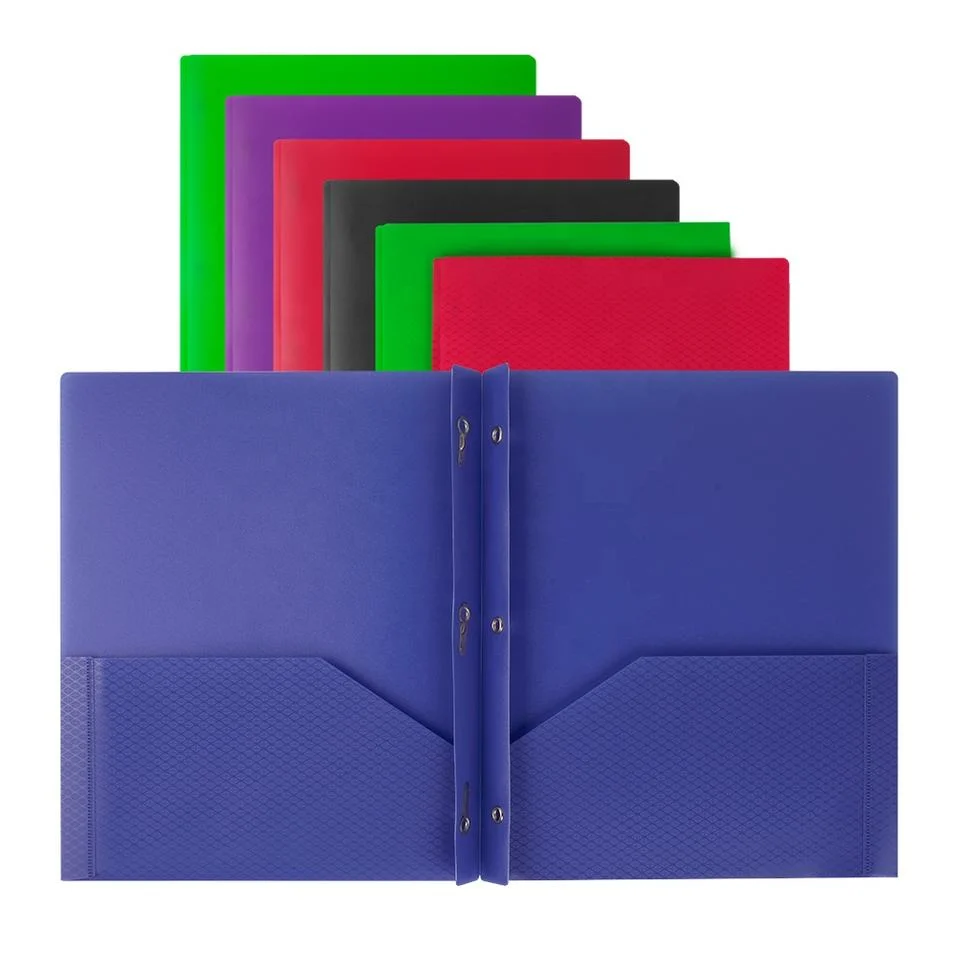 Customized Promotional Colored Plastic File Folder with Fastene