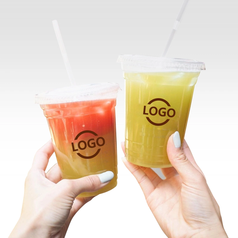 12oz 16oz 20oz 24oz 32oz Gobelet en plastique jetable imprimé sur mesure pour Bubble Tea Gobelet froid à emporter Boba Gobelet en plastique.