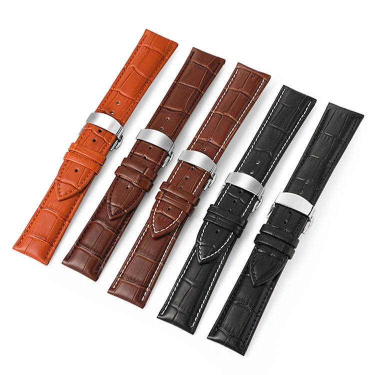 Leather Strap Double Press Automatic Bow Buckle Bamboo Cowhide Bracelet for Men and Women Watch