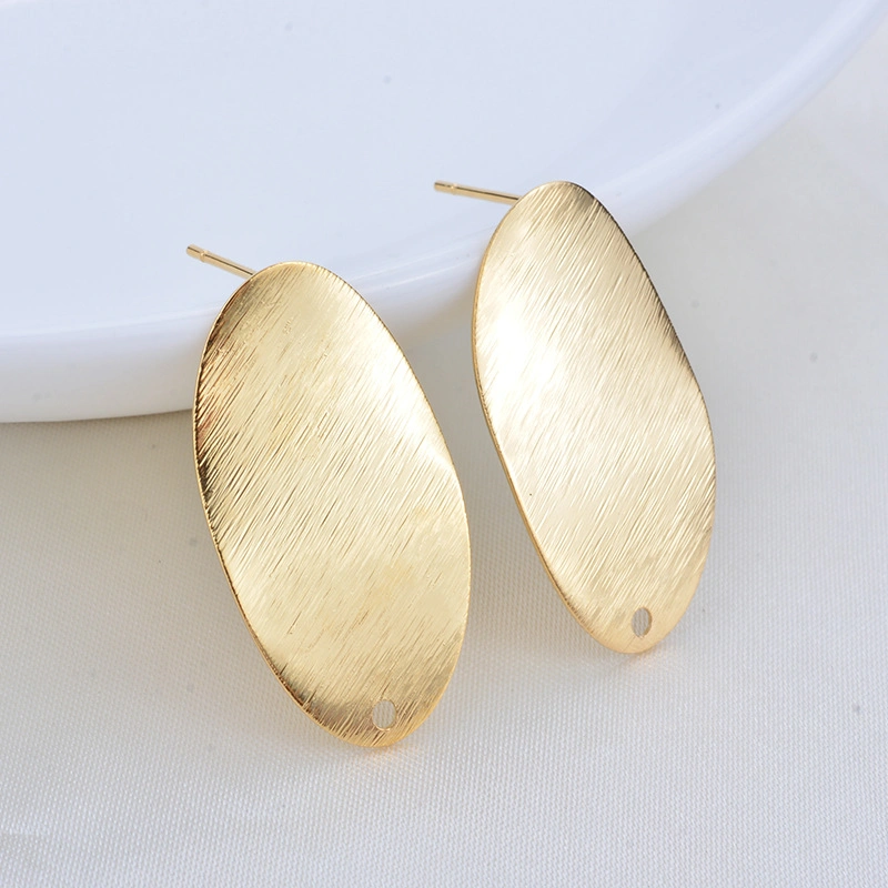 Brass Oval Stud Earrings Pins High Quality DIY Jewelry Findings