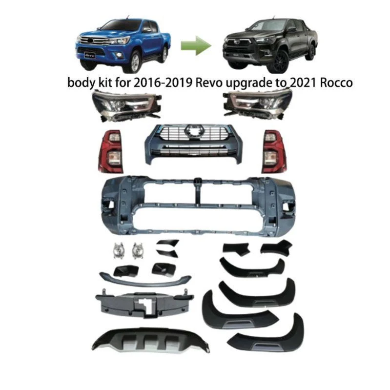 Newest off-Road Parts Front Car Bumpers ABS Black Body Kits for Toyota Revo 2016-2019 Upgrade to Reoco 2021