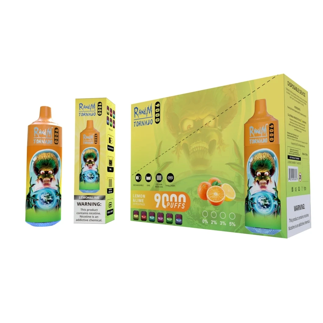 Neues Produkt Randm Tornado 9000 Puffs 0% 2% Nikotin Salz Mesh Spulenvape