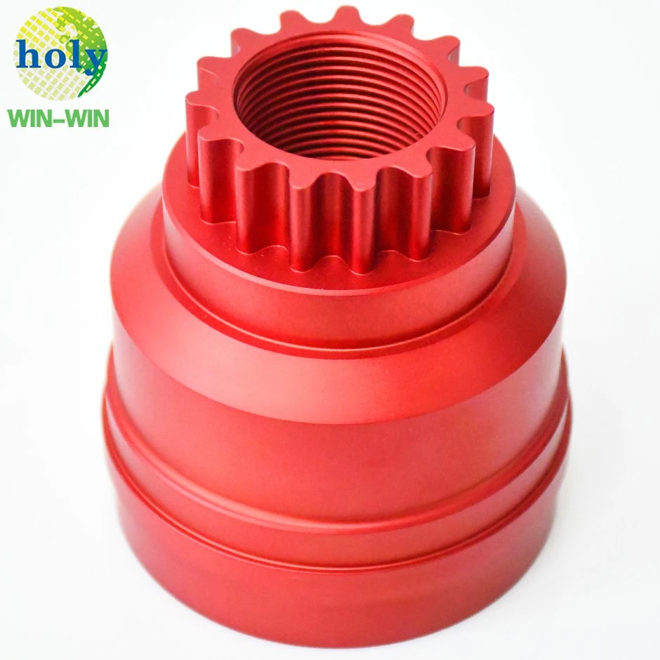 Professionally OEM Red Anodized Aluminum Turning Lathe Machining