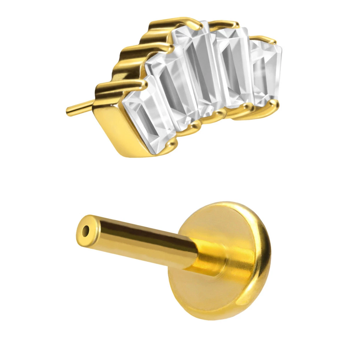 Plug-in titane labret avec Push de la broche 5 rectangles Crystal Design veut tenter monter sur la lèvre nez goujon de l'oreille Fashion Body Piercing bijoux