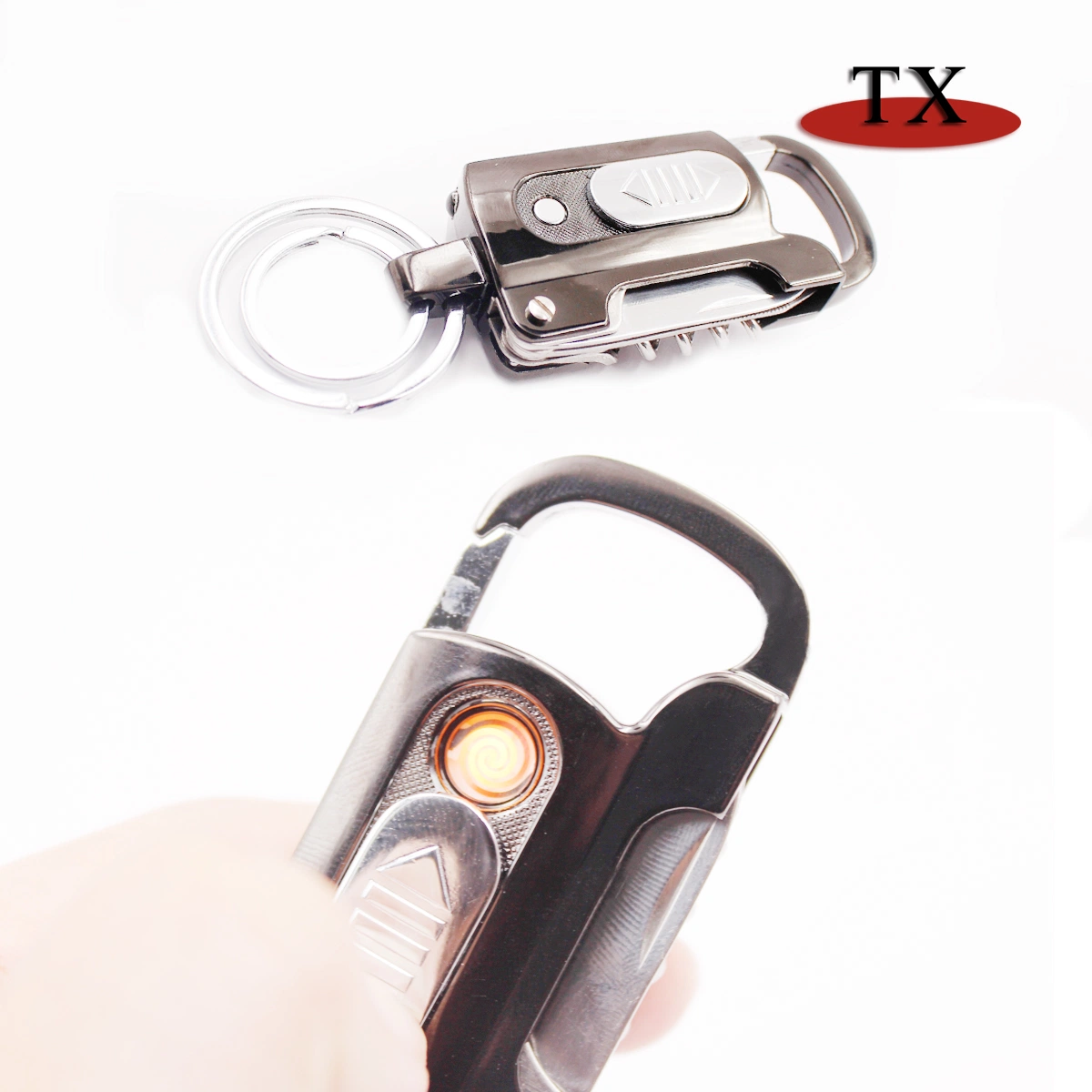 Multi-Function Keychain Rechargeable Lighter Knife Bottle Opener LED Light Lighter