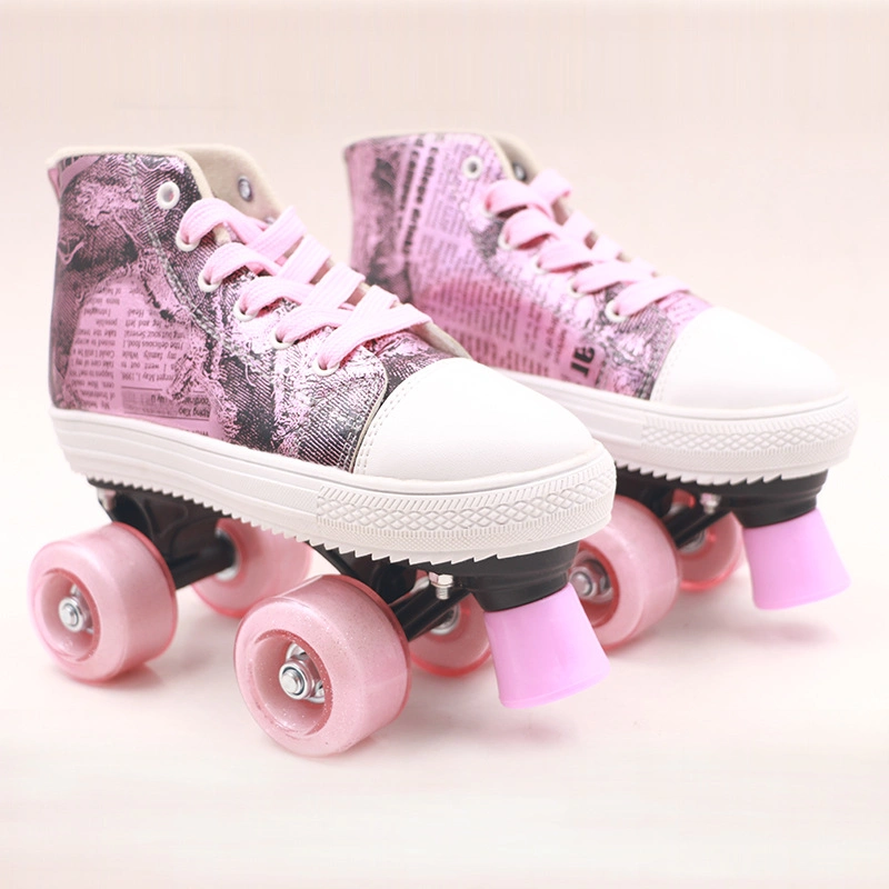 Soft Outdoor & Indoor Laser Material Quad Roller Skate for Kids