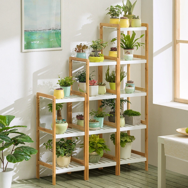 Simple Installation of Anticorrosive Bamboo Five Layer Plant Stand Stable Structure