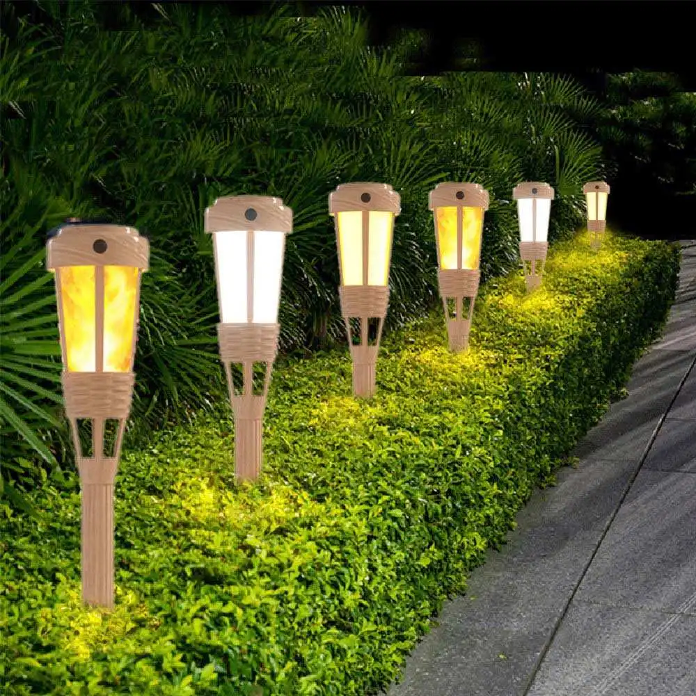 Flickering Flame Solar Lantern Bamboo Solar Torches Lights