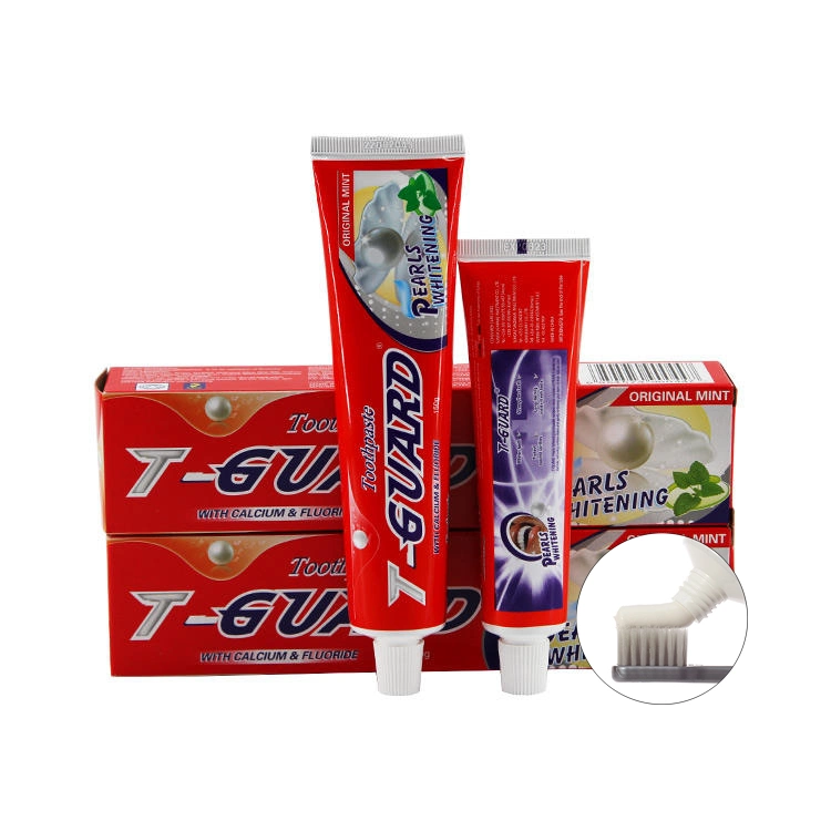 Factory Wholesale/Supplier Cheap Fluoride Tooth Paste Custom Logo Pearl White Teeth Whitening T Guard Mint Toothpaste