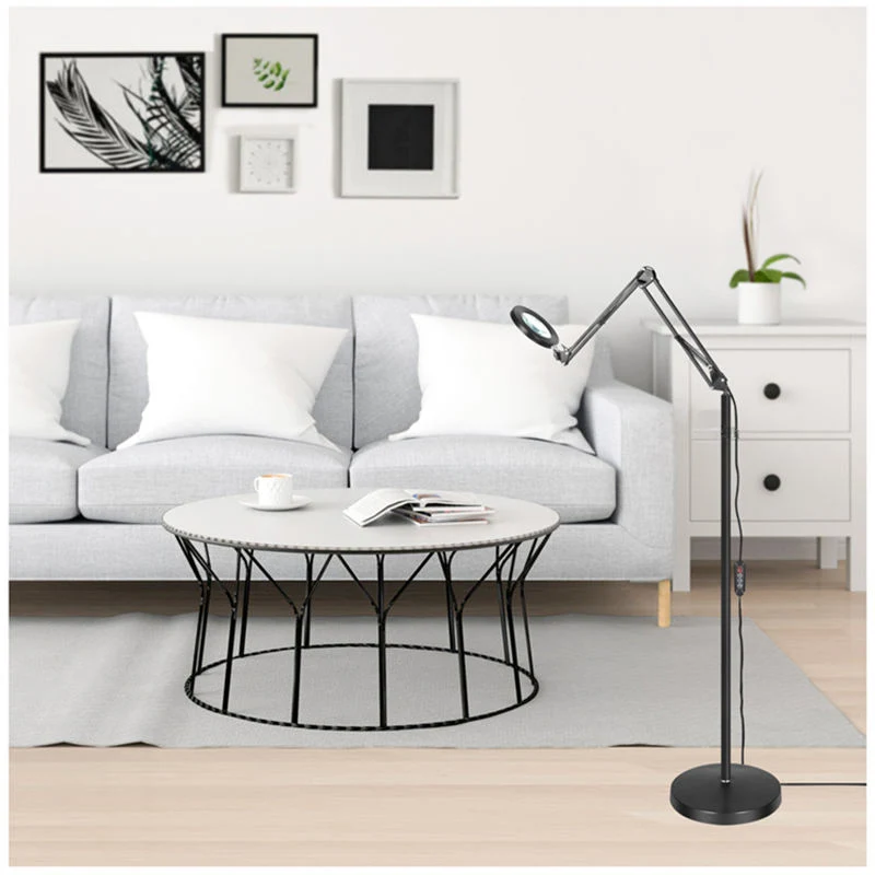 Metal Long Arm Folding Luminous Magnifying Glass Floor Lamp Nail 5X Magnifying Glass Floor Lamp