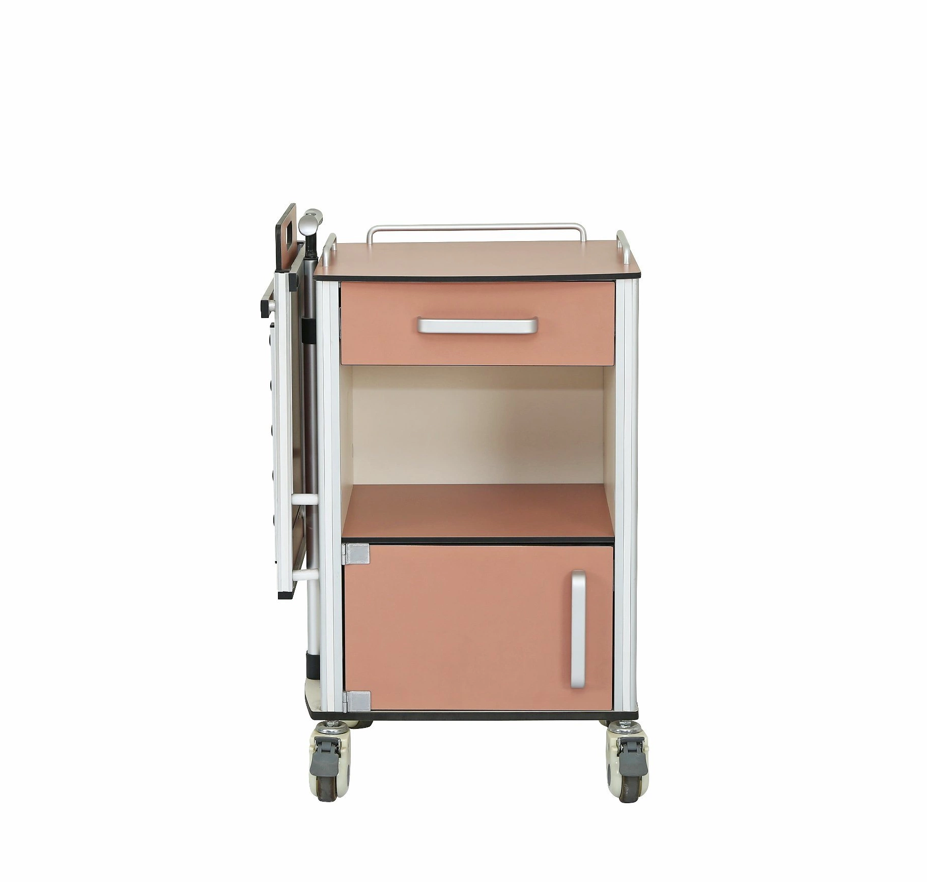 Hospital Furniture Aluminum Beside Cabinet with Over Bed Table