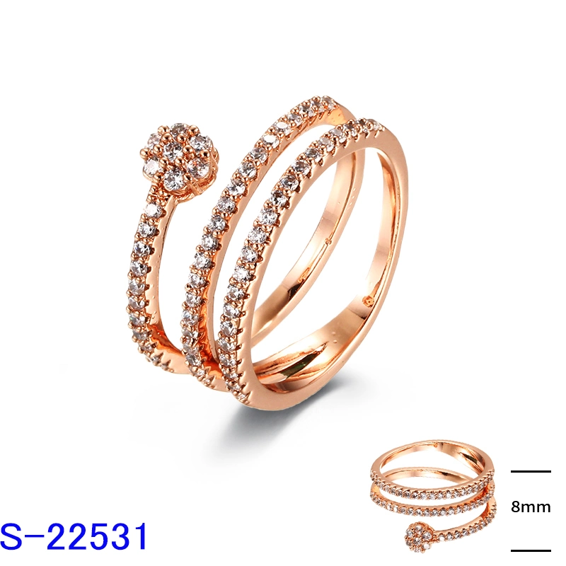 Comercio al por mayor 925 Joyería de Plata joyas de cobre de latón de la moda de zirconio cúbico Anillo para mujer