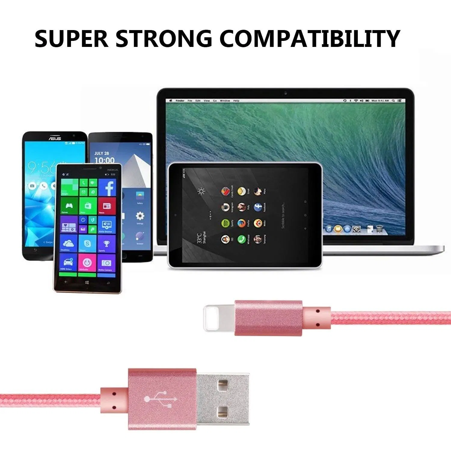 Data Synchronization Charger Mobile Phone Accessories 2.4A Wholesale/Supplier Nylon Woven USB