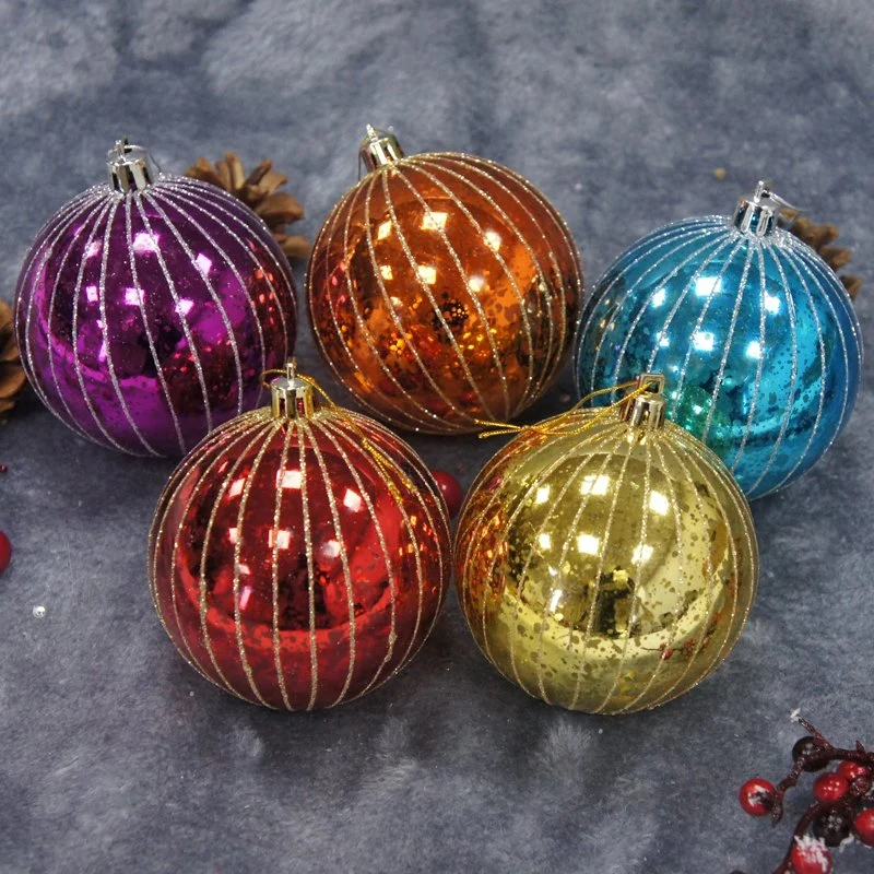 Multicolor Hand Painted Ball Tree Ornament Christmas Decoration Plastic Ball8