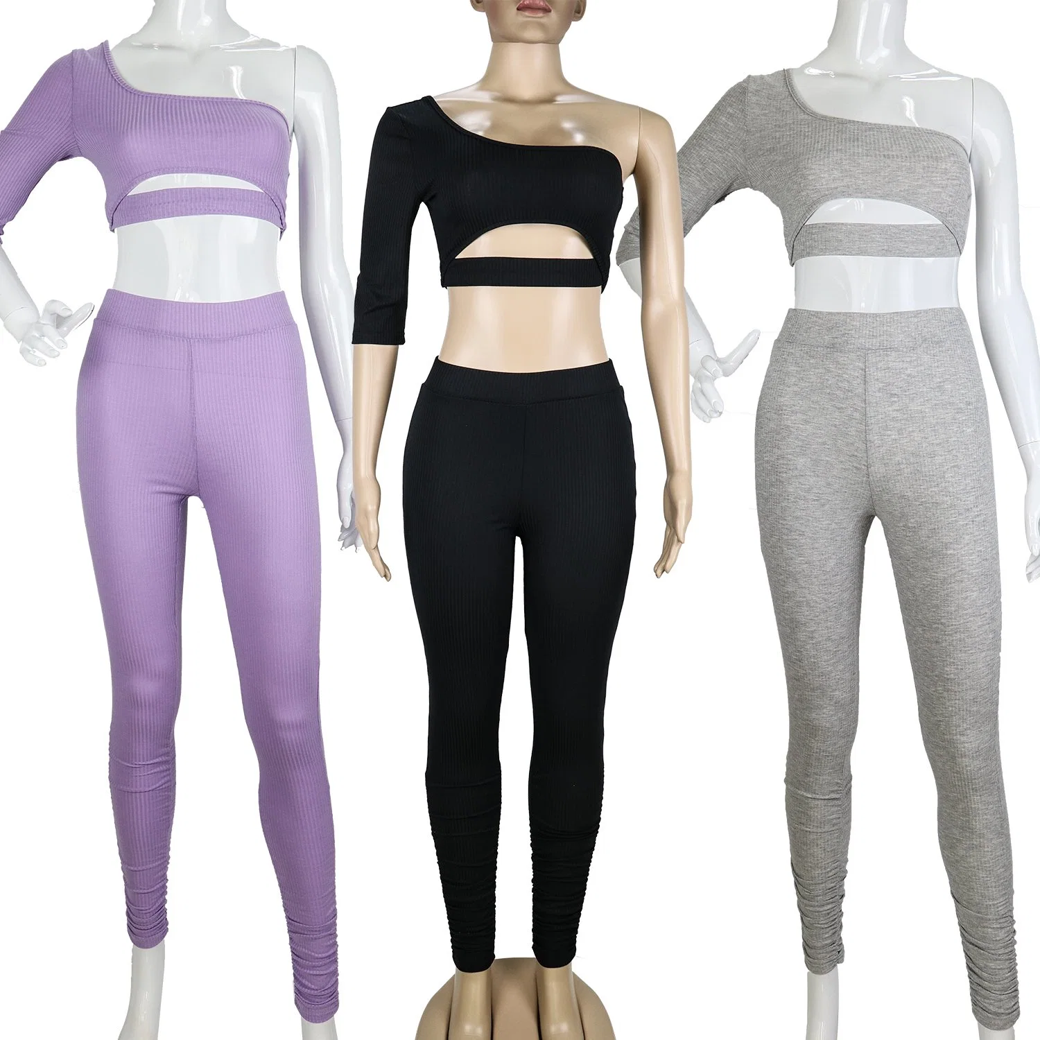 Customized Polyester Jogging Suit Yoga Wear Sexy Women 2 PC Set Sports Pants Tracksuit