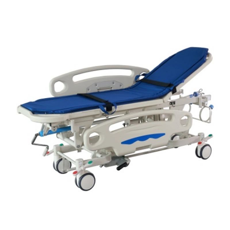 Precio barato CE aprobada cama Mecan Azul eléctrico de emergencia del Hospital Medica ambulancia camilla