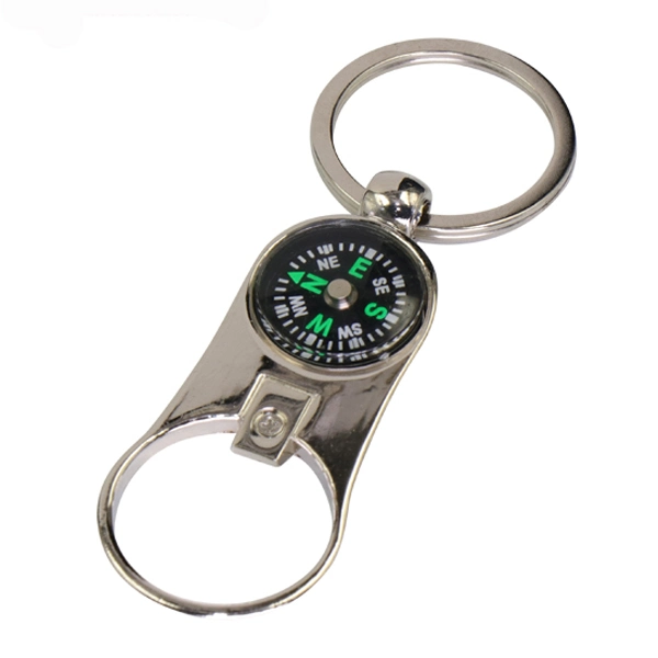 Factory Custom Made Silver Plated Metal Alloy Key Ring Manufacturer Customized Promotional Gift Bespoke Wholesale Fashion Compass Beer Bottle Opener Keychain