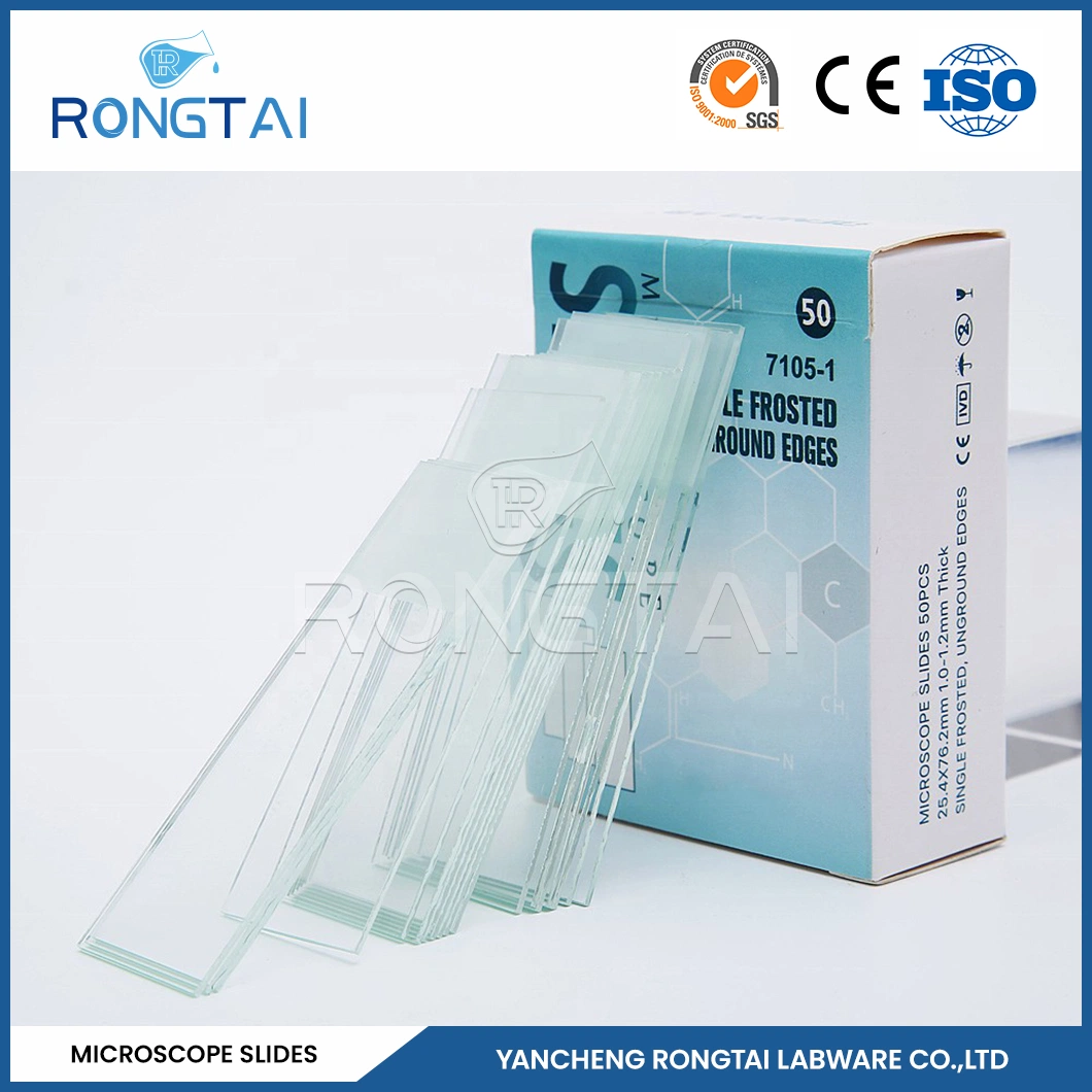 Rongtai Positive Charge Microscope Slide Wholesale/Supplierr Parasitology Microscope Slides China 7101 7102 7105 7107 7109 Disposable Medical Microscope Slide