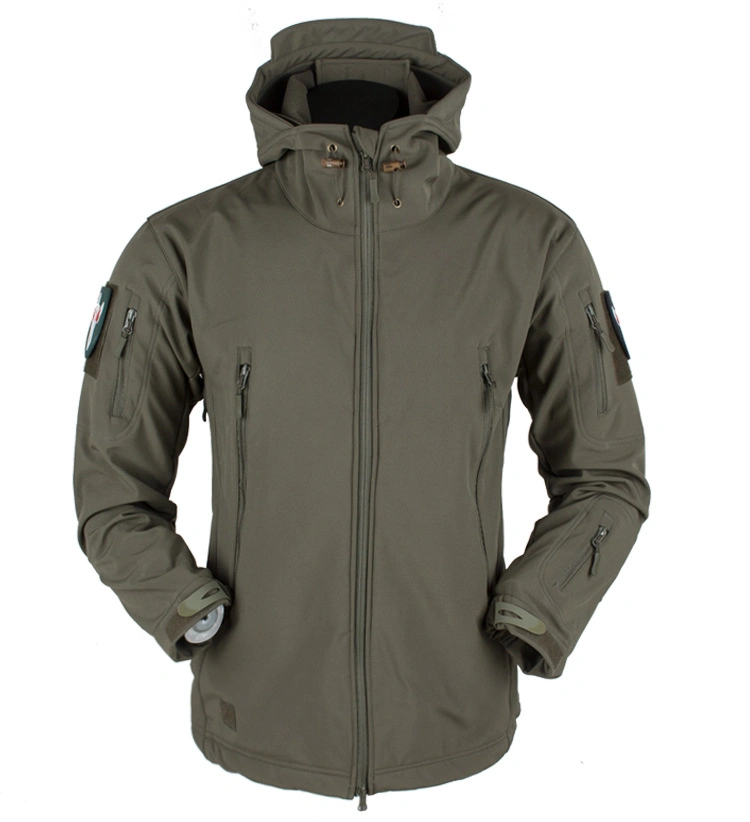 OEM New Fashion Mens Fleece Outdoor Tactical Softshell Jacket Hooded Outwear Coat