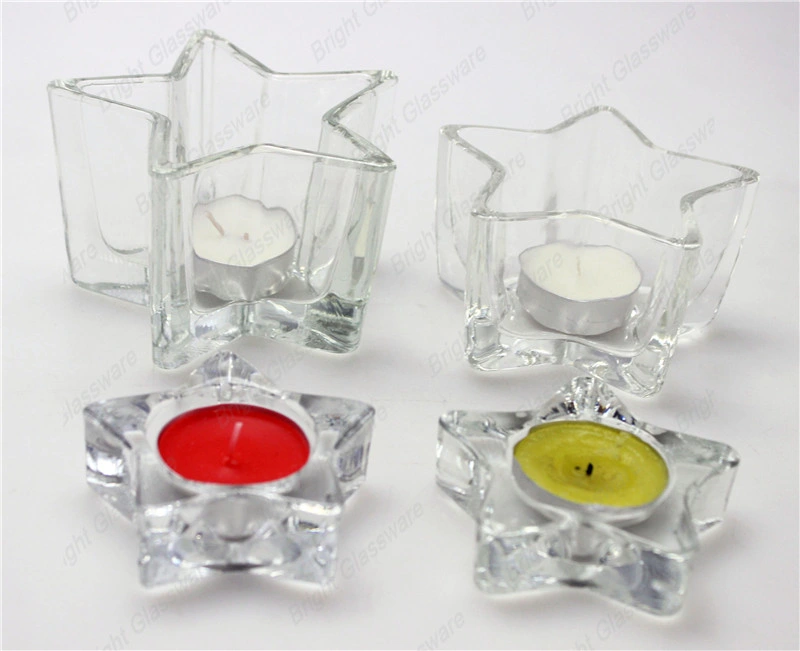 Small Clear Star Shape Glass Tea Light Candle Holders