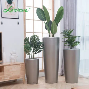 Modern Tall Large Size Indoor Outdoor Living Room Garden Decorative Round Self-Watering Plastic Plant Flower Pots