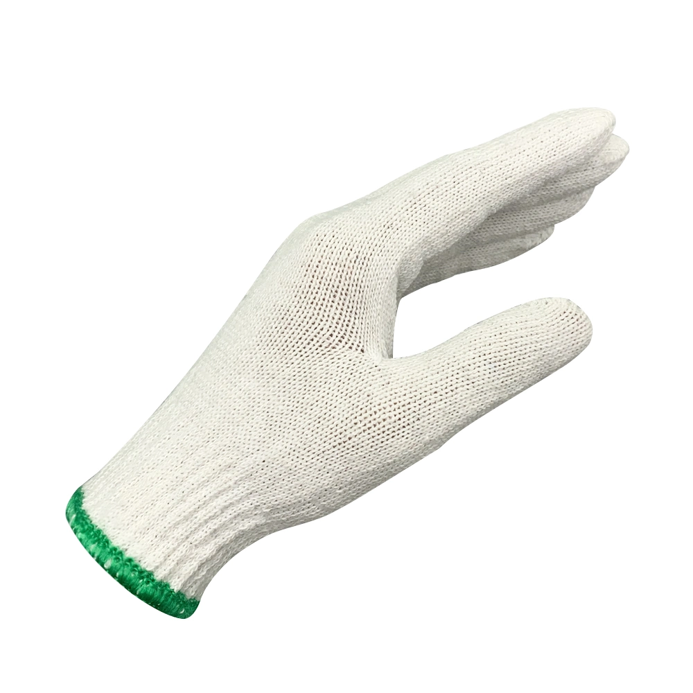 China Wholesale/Supplier Well Made Green Edge Safety Work Cotton Knitted Gloves