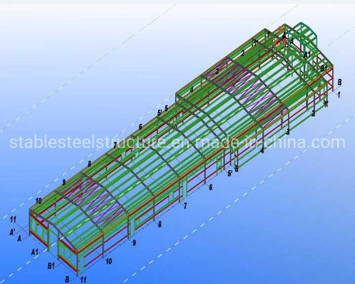 Diseño moderno edificio de estructura de acero de la jaula de pollo huevo de la capa de granja avícola de pollos de la casa derramada