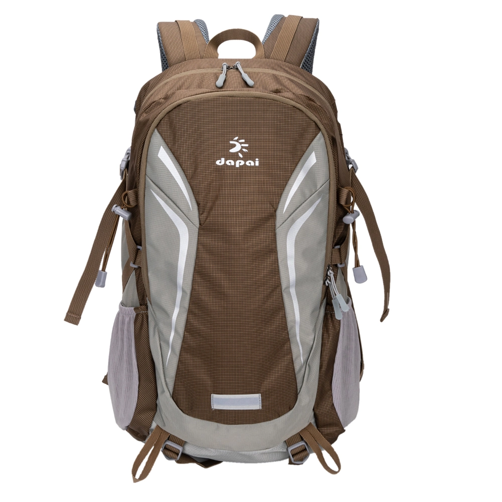 Large Capacity OEM Wear Resistant Brown Color Outdoor Backpack Rucksack for Hiking Trekking Mountaineering