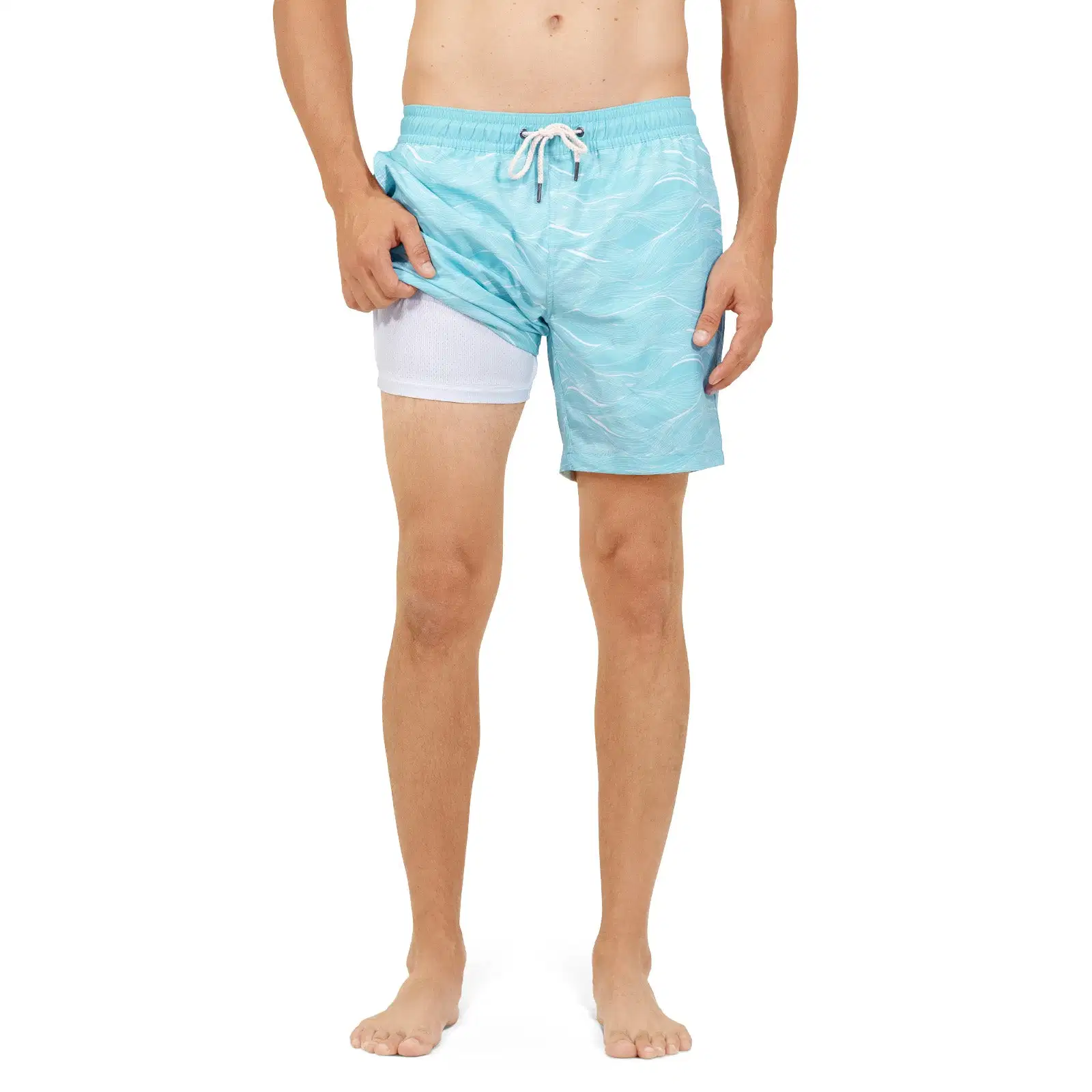 شعار المصنع المخصص تصميم جديد الرجل السباحة جذوع ركوب الأمواج شاطئ قصير مع داخلية ضغط