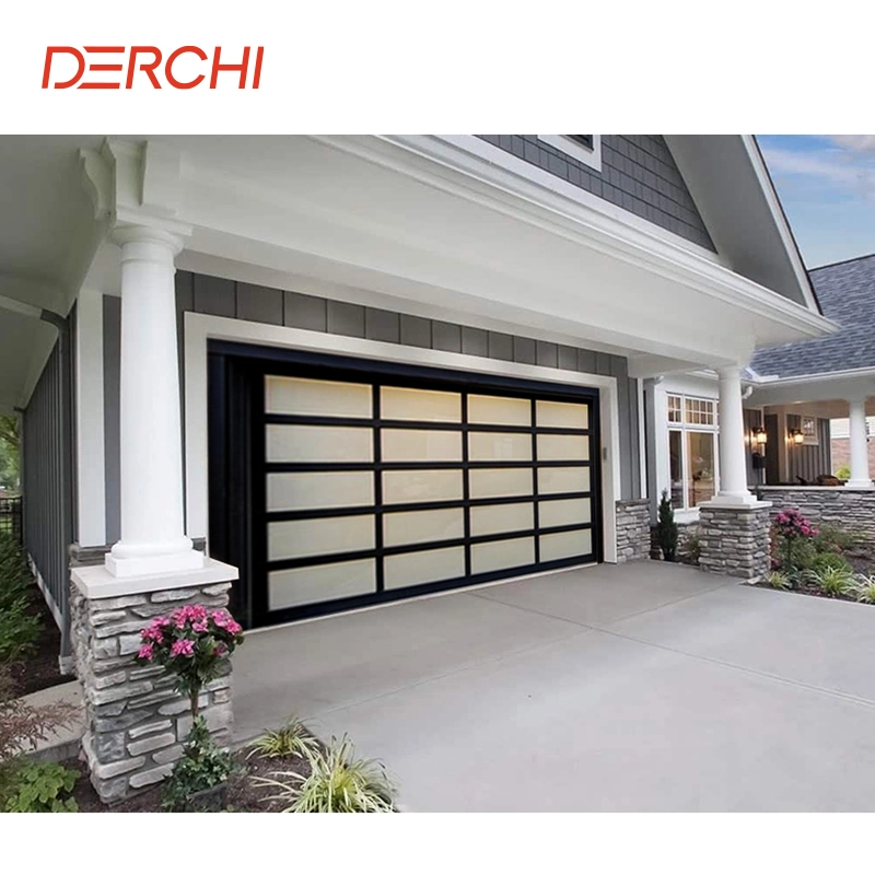 Modern High quality/High cost performance  Aluminum Glass Garage Doordouble Tempered Glass Electric Automatic Garage Door