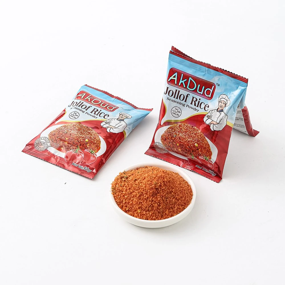 Supply Hot Halal Food a Lot of Spicy Jollof Rice Powder 10g Sachet Jollof Seasonings Powder Make Cooking Dish